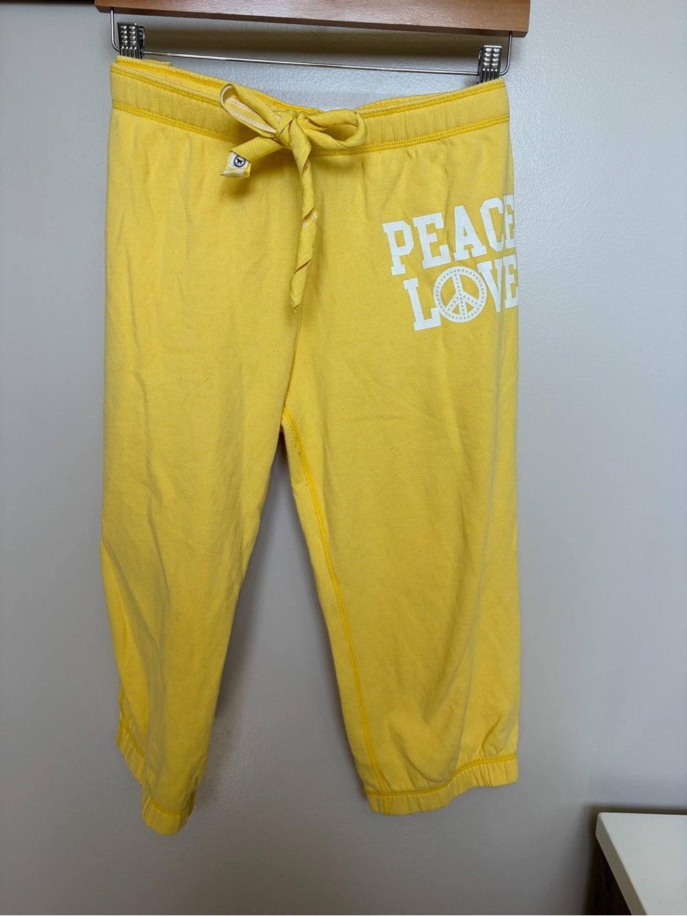PINK Victoria's Secret Yellow 'Peace Love' Pajama Pants